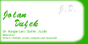 jolan dufek business card